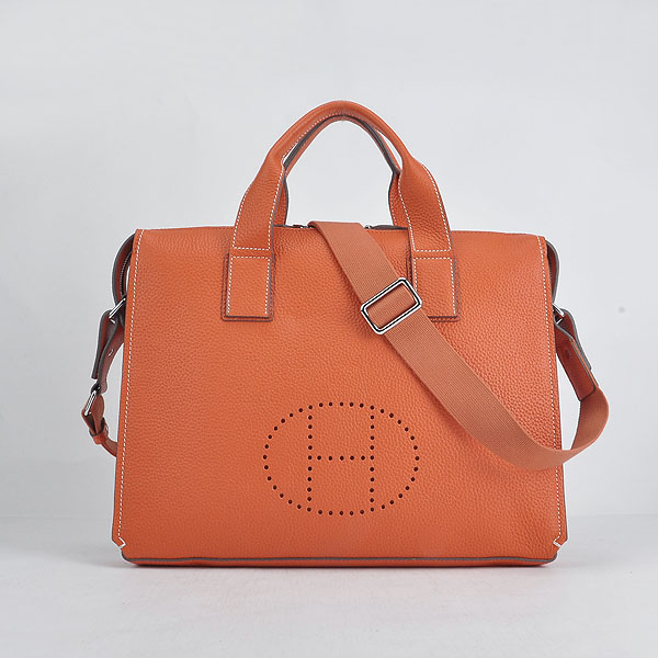 Hermes 8078 Shoulder Men's Briefcase Orange Bag
